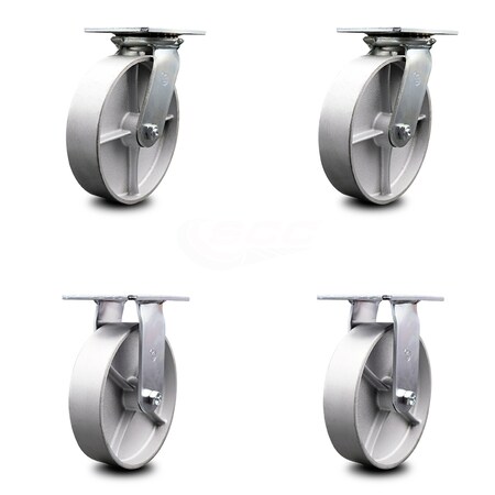 Service Caster 8 Inch Semi Steel Caster Set with Roller Bearings 2 Swivel 2 Rigid SCC SCC-35S820-SSR-2-R-2